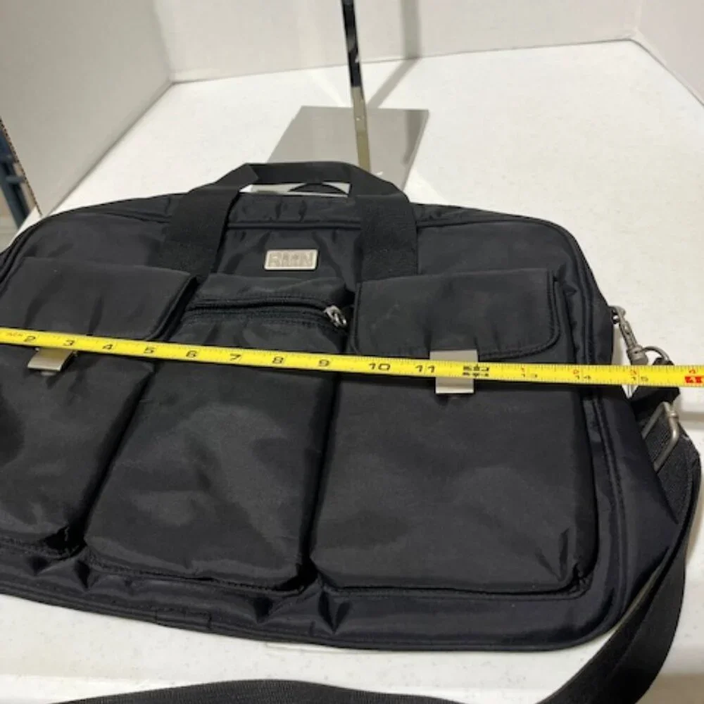 Black RMN Nylon Travel Messenger Laptop Notebook Tote Case Bag